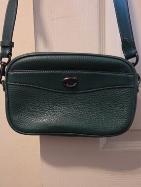 Coach Pebbled Leather Crossbody Bag - Forest Green